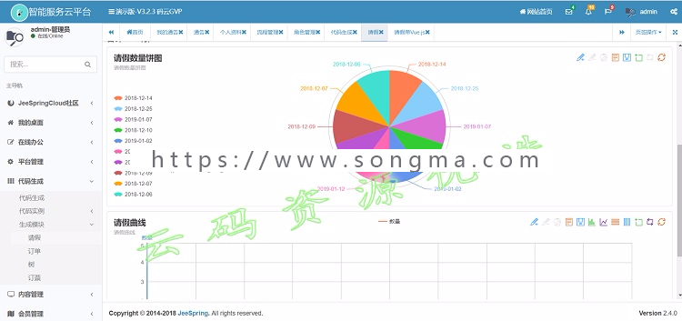 Springboot后台管理快速开发敏捷开发框架源码含工作流代码生成器