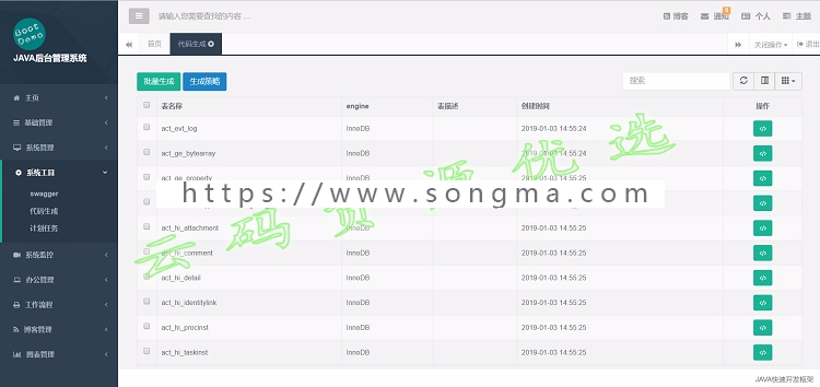 java快速开发权限框架springboot含代码生成器H+前端mysql数据库