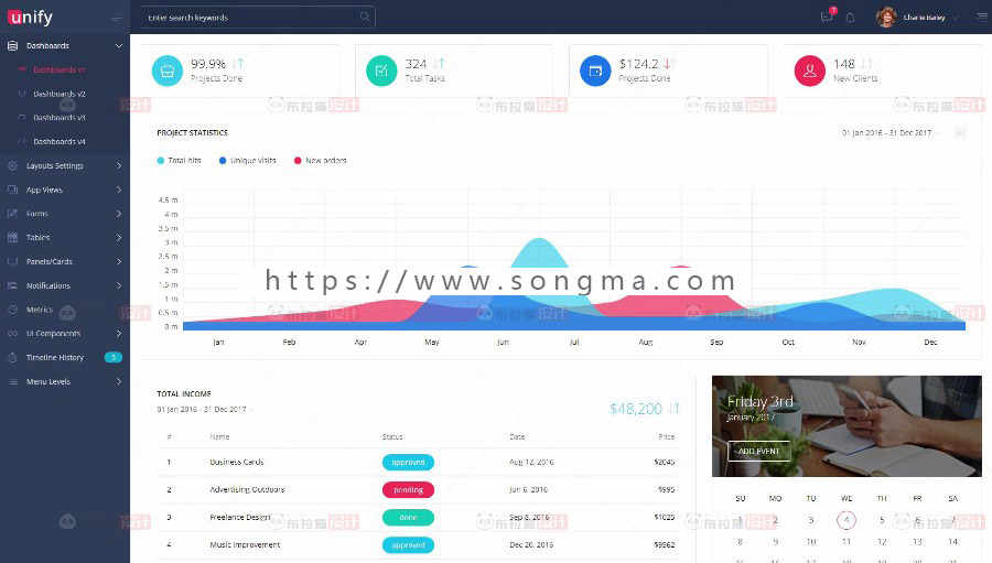 Unify2.5 响应式后台 自应式网站后台框架 后台页面模板