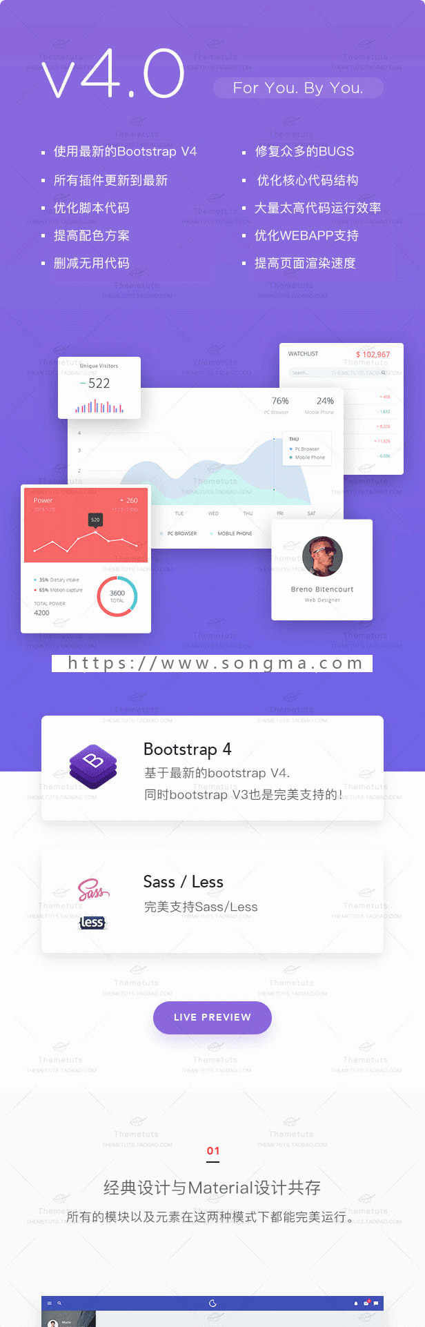 Remark BootStrap后台管理系统模板响应式OA系统后台源码 