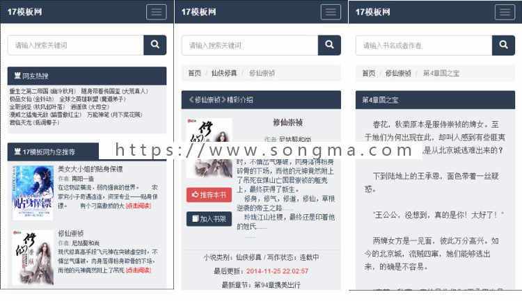 [201806优化版]杰奇小说黑色自适应模板，杰奇小说模板，PC+WAP模板 