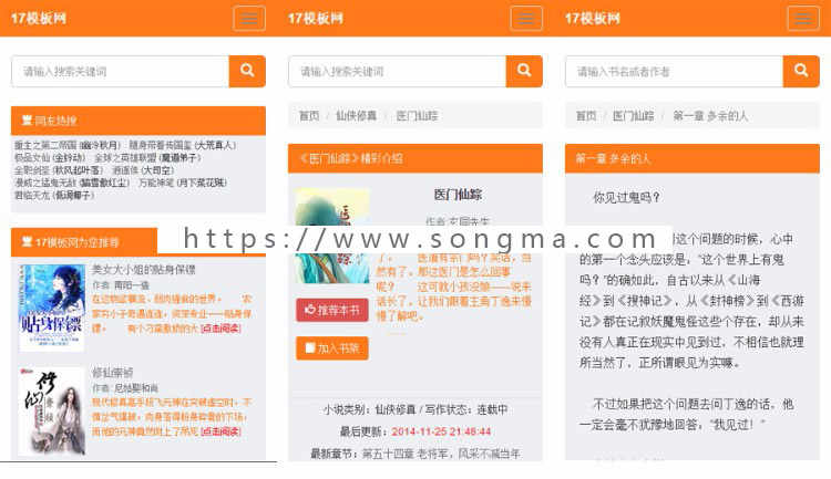 201806重新优化｜杰奇小说黄色自适应模板，杰奇小说模板，PC+WAP模板 