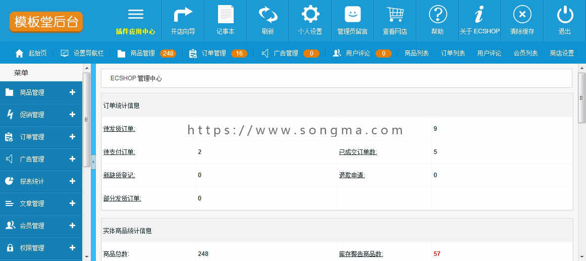 Ecshop模板后台管理模板 2015 Ecshop后台系统风格设计美化模板 