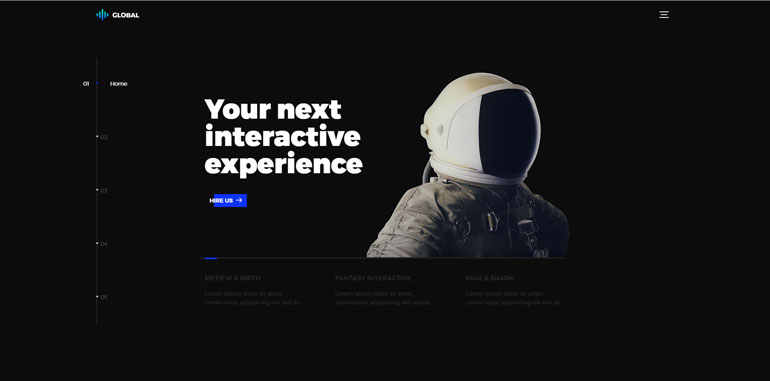响应式大屏轴式切换个人网站模板 - 宋马