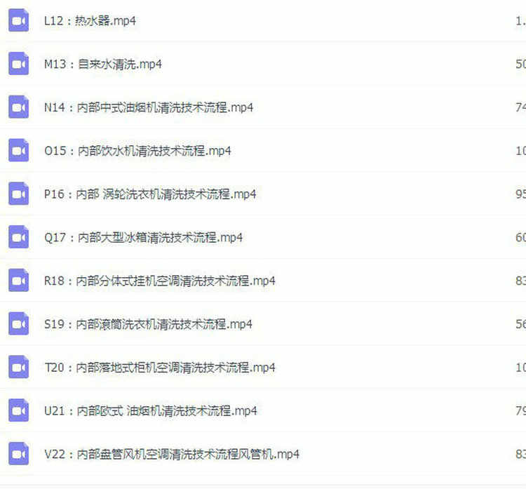 家电清洗技术视频教程 全套资料 去油污配方 家政清洁技术教程