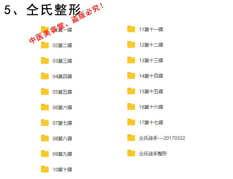徒手整形实用技术张富源王红锦仝氏许强正骨徒手整形视频教程全集