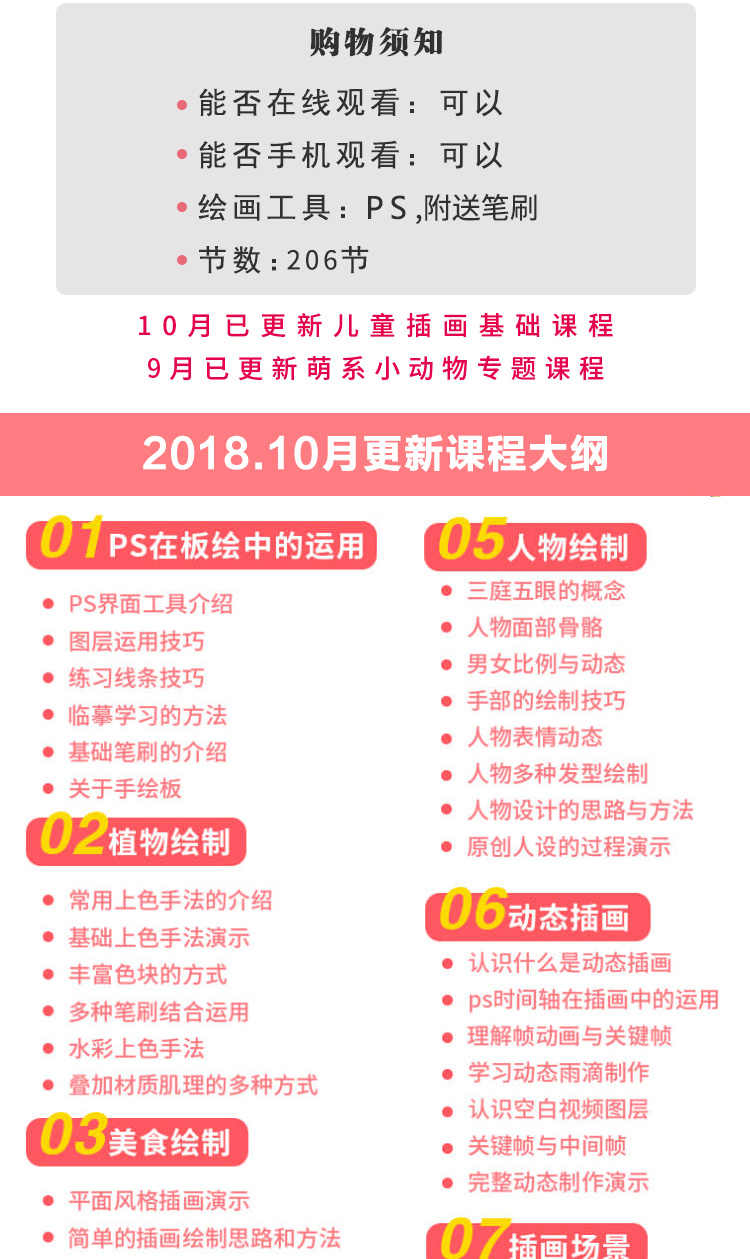 PS绘画儿童插画教程视频人物植物欧风Q版复古质感手绘自学课程