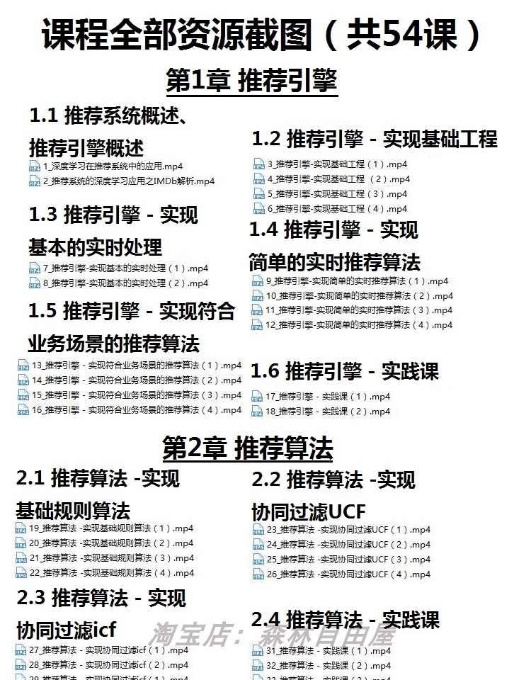 推荐系统算法工程师视频入门案例实战|推荐系统视频课程教程