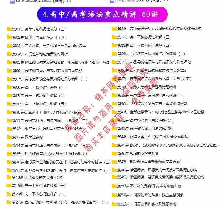 小学初中高中大学英语语法视频教程全套网课名师教学自学视频词汇