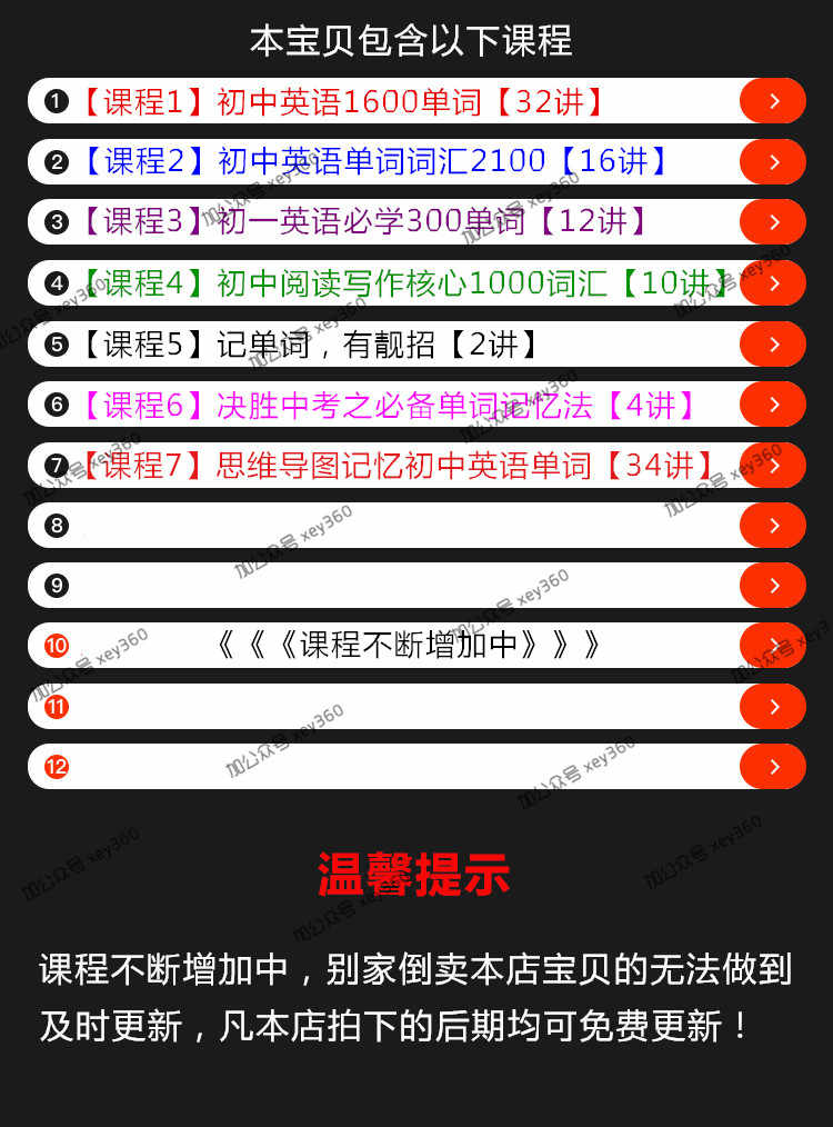 初中英语单词视频中考1600词汇速记教程学习七八九年级课程合集