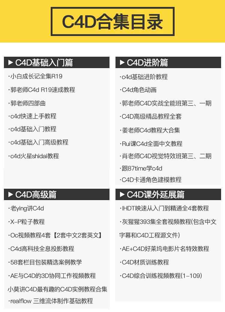 C4D中文教程视频R20软件全套零基础OC渲染器插件材质模型案例素材