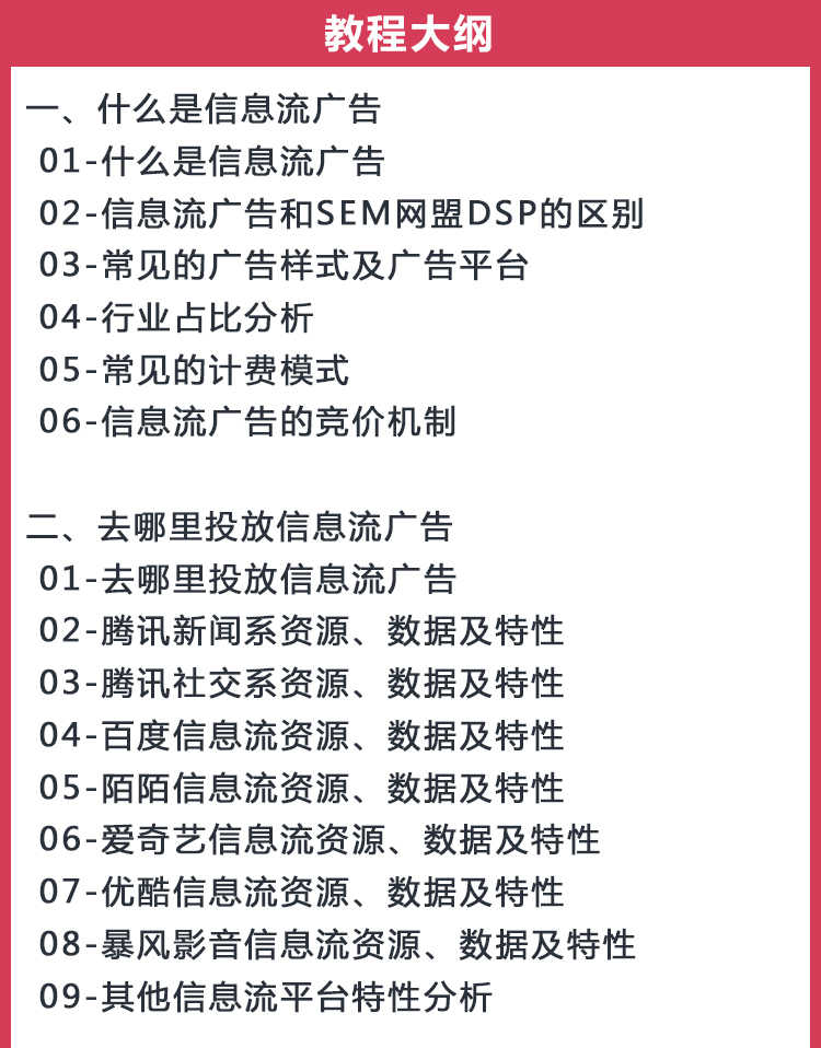 百度360今日头条信息流广告开户投放竞价推广课程教学视频教程