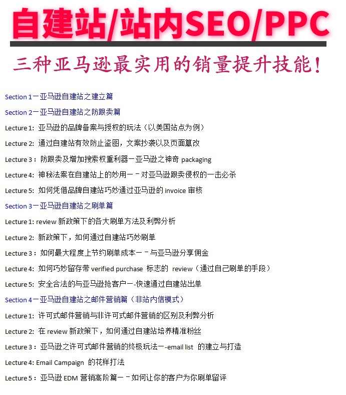 2019新版美国亚马逊开店视频培训运营教程Amazon外贸跨境电商课程