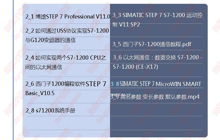 西门子PLCS7-200/300视频教程学习资料1200/1500 软件例子程
