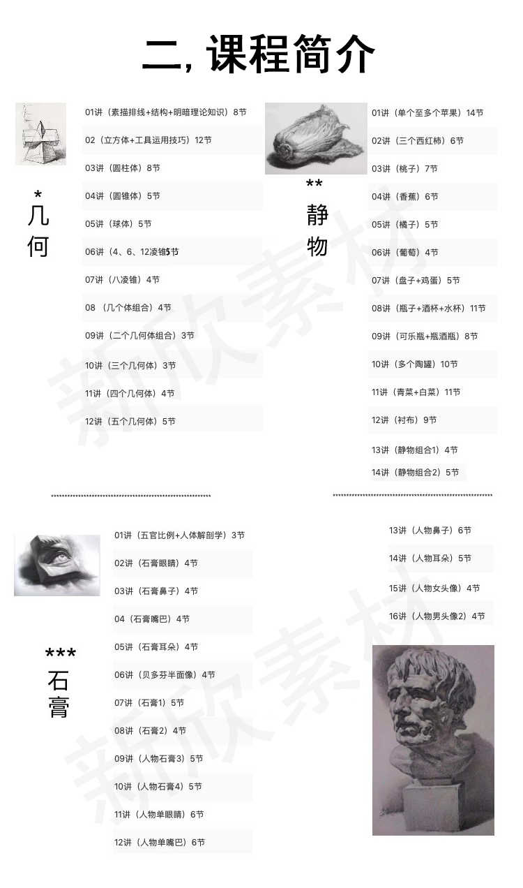 素描教程网课入门自学零基础课程视频课件人像教学电子版学习油画