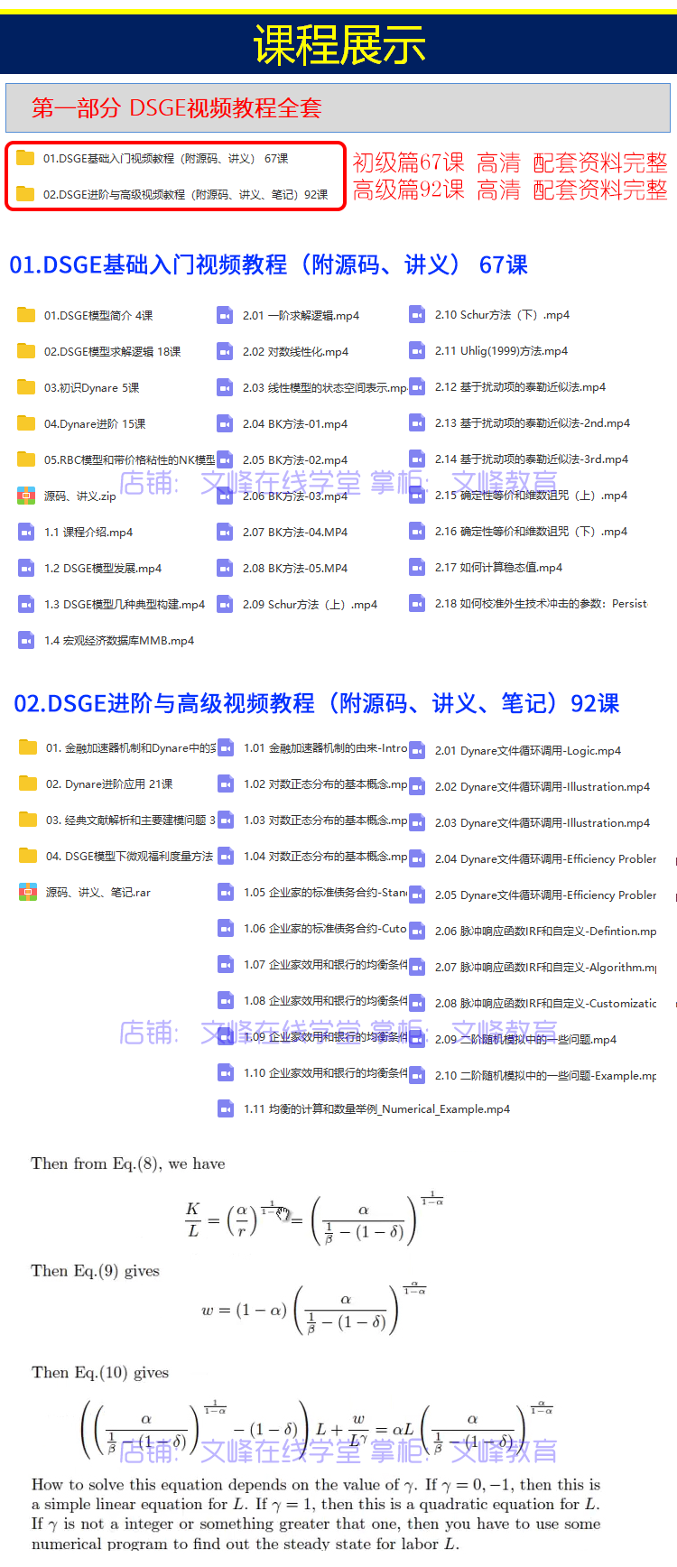 Dynare/DSGE模型入门与实战/完整全套/视频教程/宏观经济模型