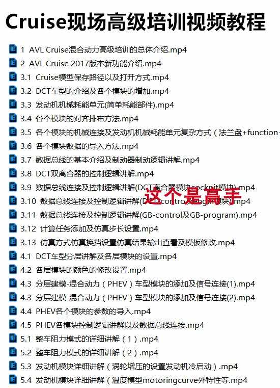 汽车仿真软件AVL Cruise视频教程、培训、资料、模型