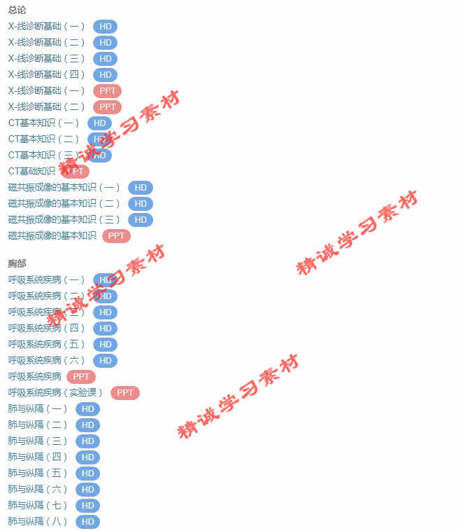 中山大 孟俊非 医学影像学 PPT教学课件 视频教程讲解 学习资料