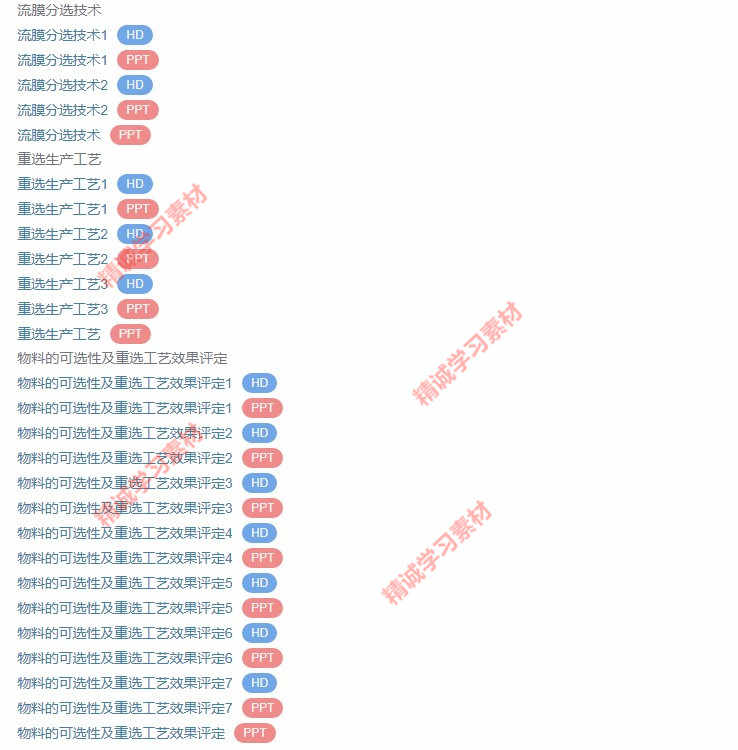 中国矿大 谢广元 矿物加工学选矿学 PPT教学课件 视频教程讲解