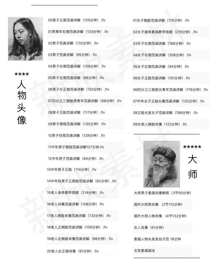 素描教程网课入门自学零基础课程课件视频教学初学人像电子版学习