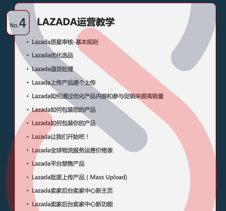 2020lazada运营教程入驻开店课程跨境电商视频教程来赞达运营教程