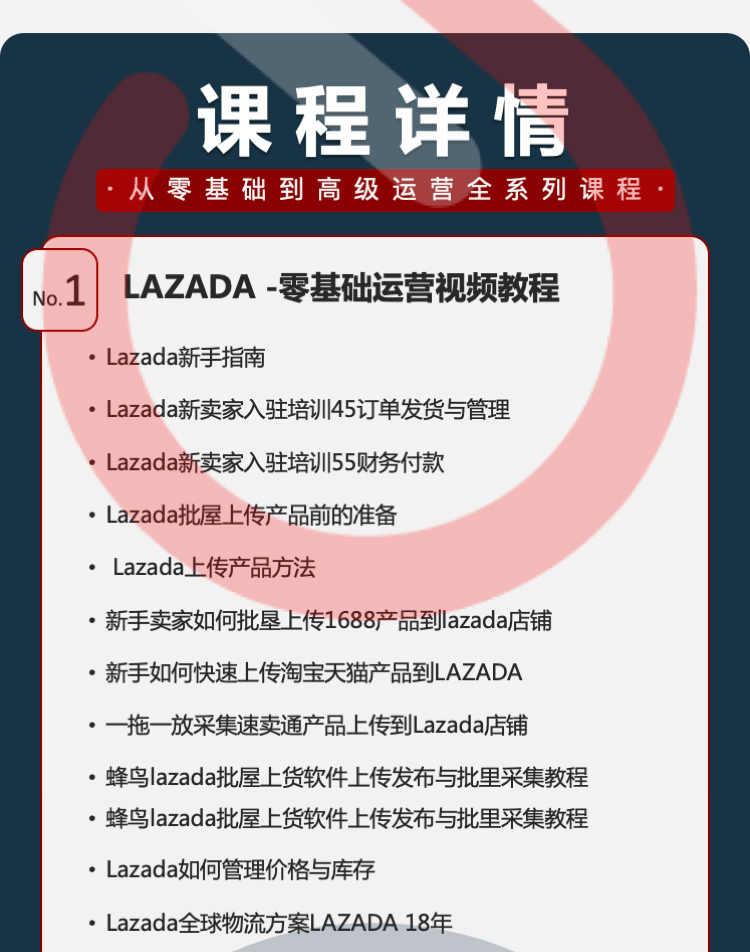 2020lazada运营教程入驻开店课程跨境电商视频教程来赞达运营教程