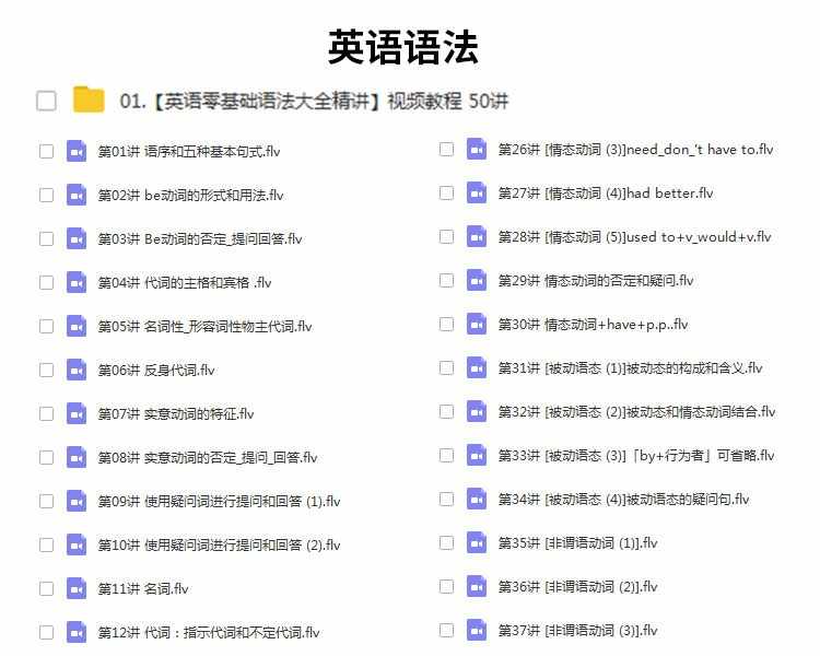 小学初中高中大学英语语法视频教程全套网课名师教学自学视频词汇