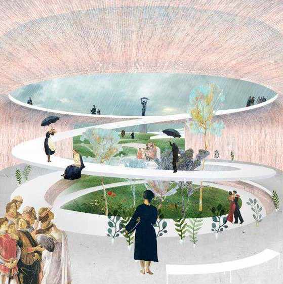 建筑collage拼贴风插画风扁平效果图视频教程鸟瞰透视素材资源