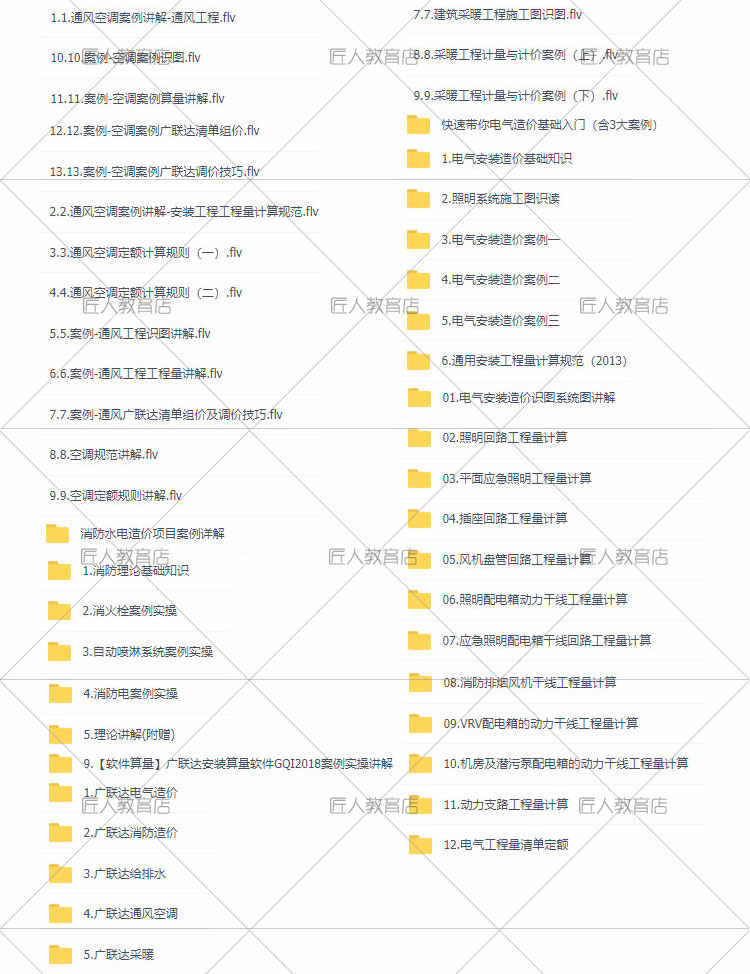 建筑水电安装工程识图施工图纸给排水电气消防造价预算员视频教程