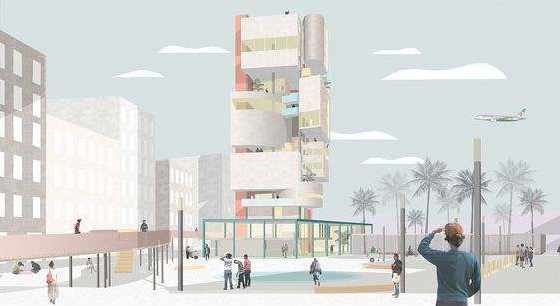 建筑collage拼贴风插画风扁平效果图视频教程鸟瞰透视素材资源