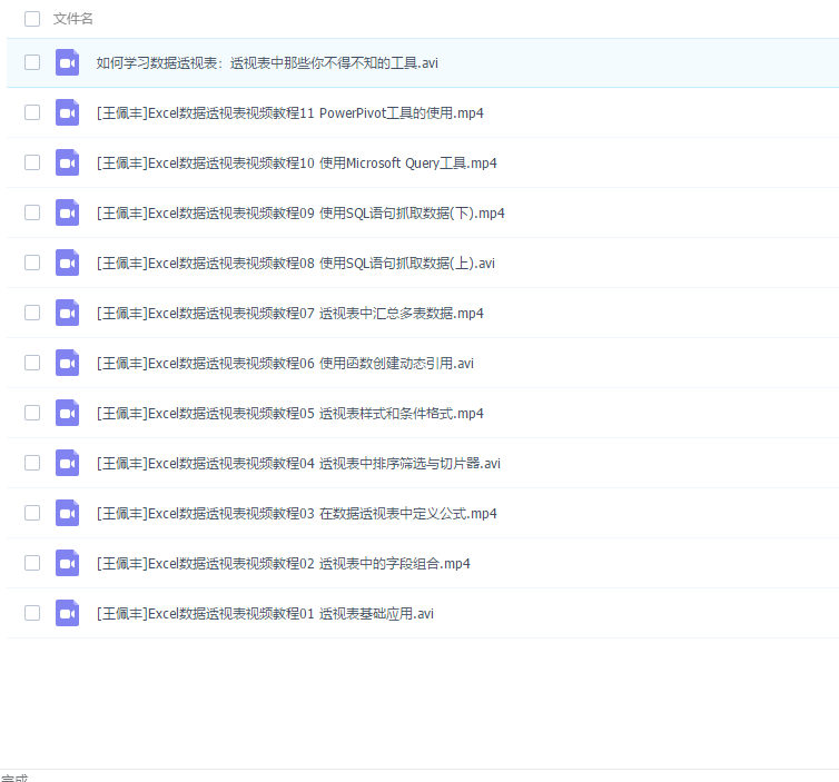 王佩丰Excel2010数据透视表视频教程 完整版 1800分钟Excel课件