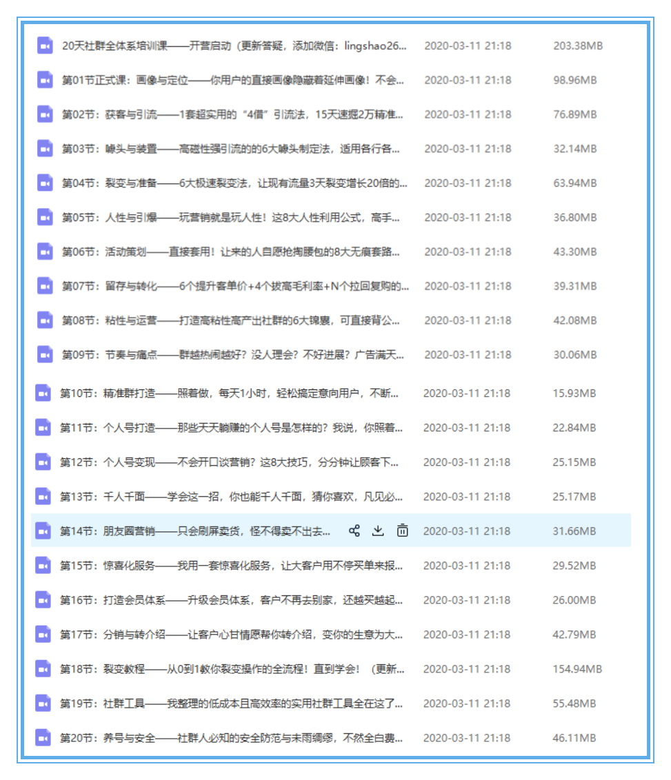 社群营销教程运营推广引流变现管理网课实战手册视频课程教学资料