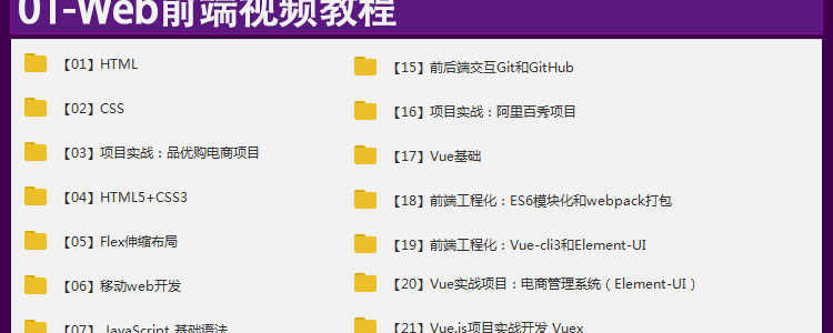 web前端开发视频教程2020全套零基础html5全栈培训教学课程资料