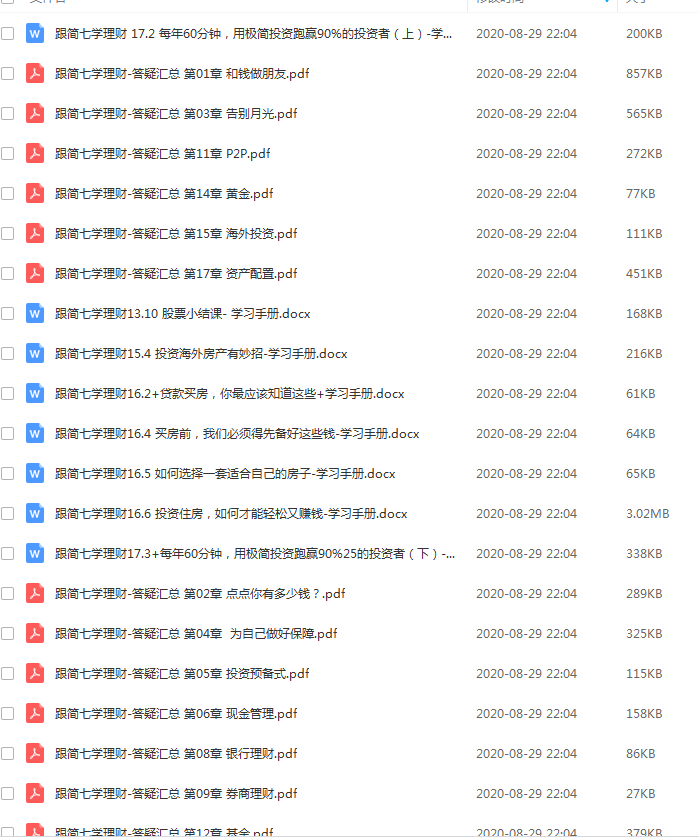 简七理财课程 零基础理财视频教程 简七学理财 投资必看经典课程
