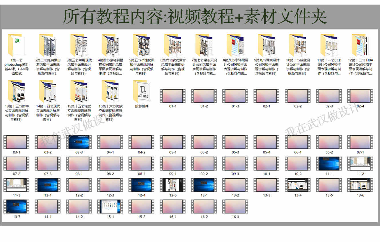 2020室内设计PS彩平图视频教程PSD源文件贴图平立面家装工装户型