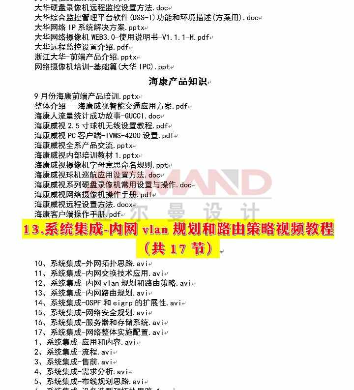 弱电视频教程安防监控会议门禁音响消防楼宇系统综合布线培训资料