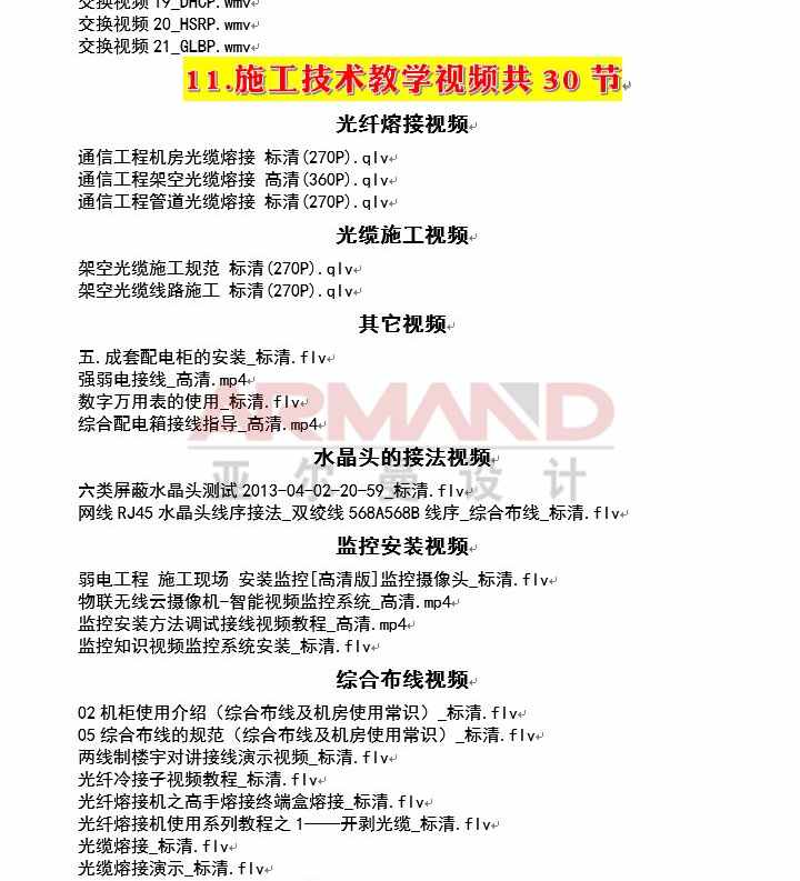 弱电视频教程安防监控会议门禁音响消防楼宇系统综合布线培训资料