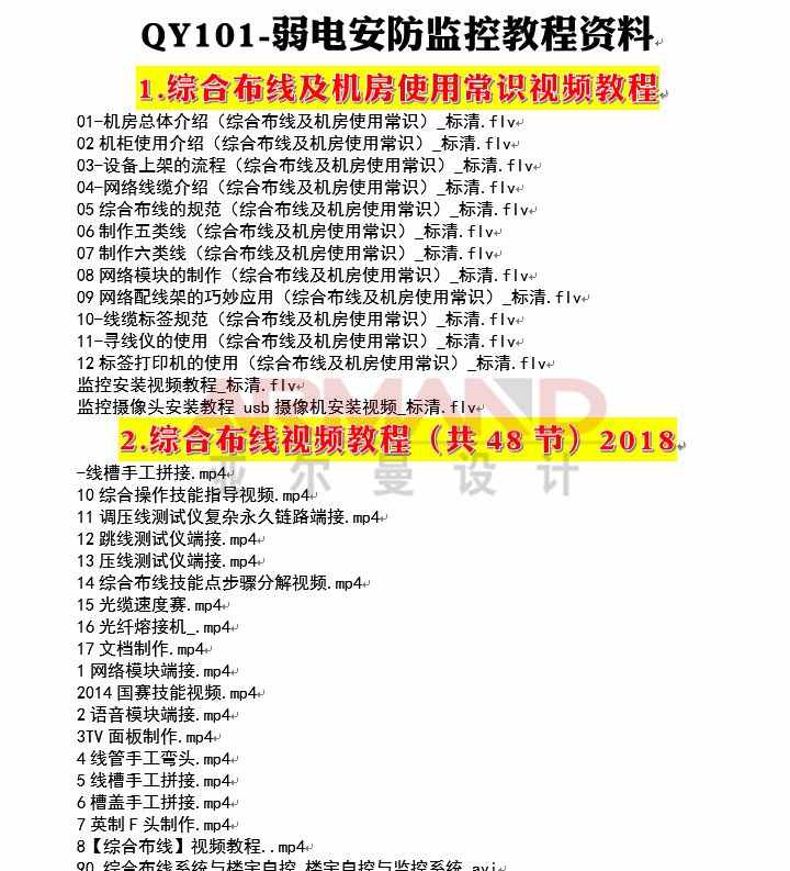 弱电视频教程安防监控会议门禁音响消防楼宇系统综合布线培训资料