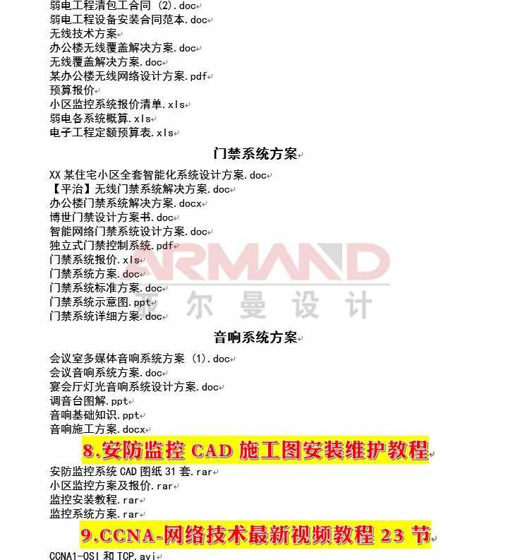 弱电视频教程安防监控会议门禁音响消防楼宇系统综合布线培训资料