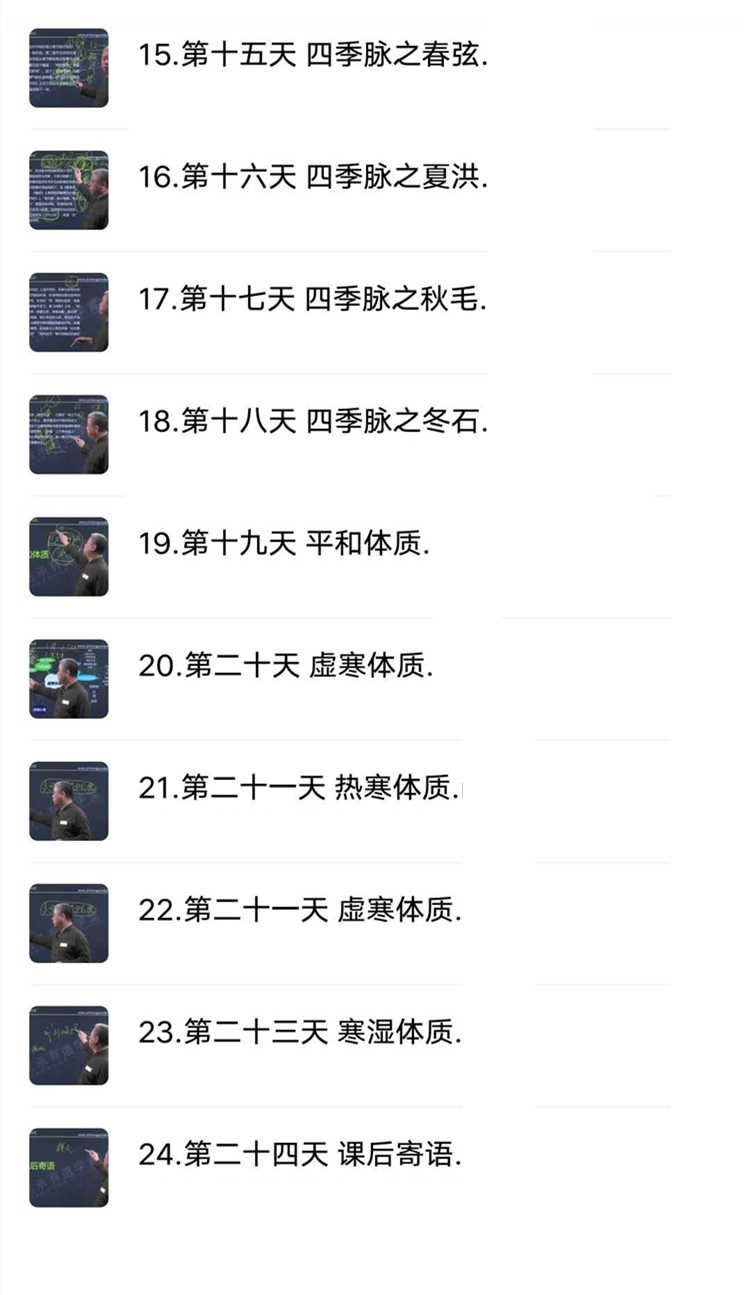 中医古脉法脉诊诊断浮脉虚脉滑脉沉脉虚寒湿热寒体质自学视频教程