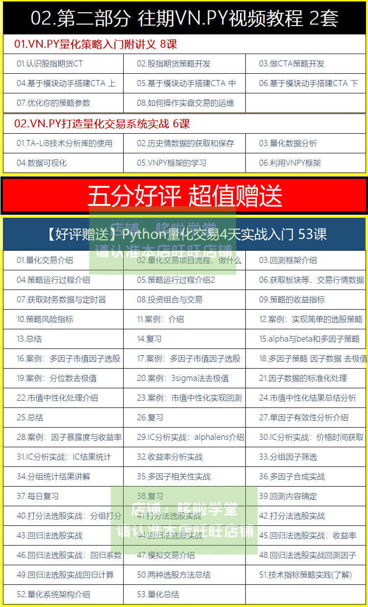 2020新VNPY金融量化投资交易系统实战课程VNPY期权策略视频教程