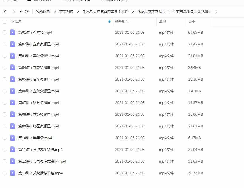2020年阅素灵艾灸新课 二十四节气养生灸 13讲 高清中医视频教程