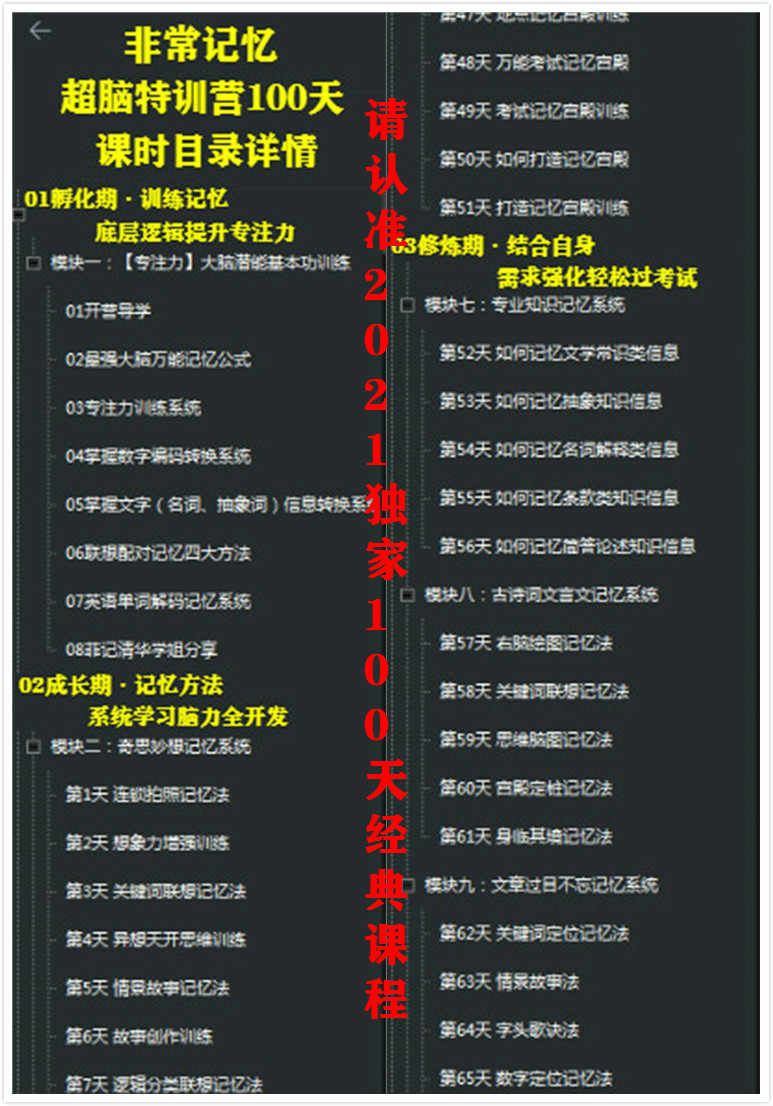 菲常记忆大师视频教程宫殿卢菲菲的课程超脑训练特训营单词全套