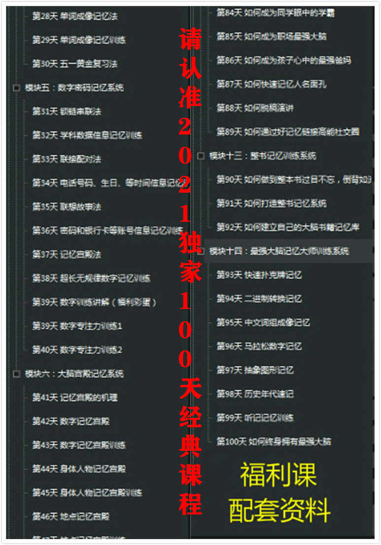 菲常记忆大师视频教程宫殿卢菲菲的课程超脑训练特训营单词全套