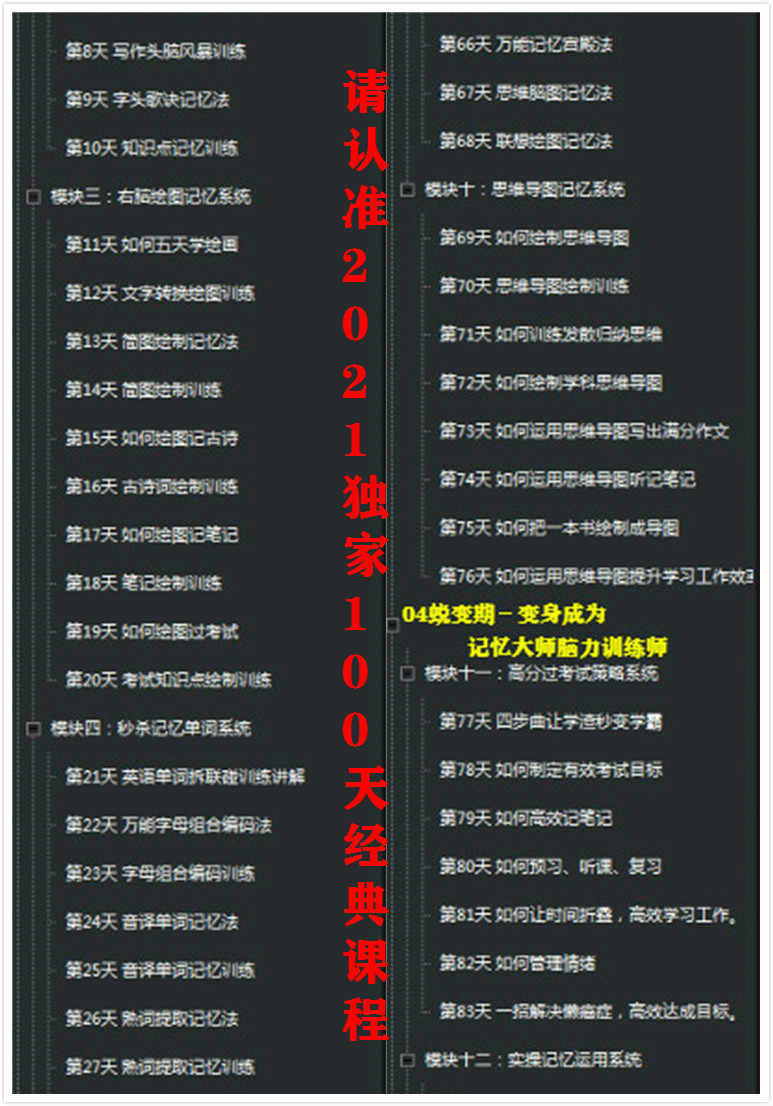 菲常记忆大师视频教程宫殿卢菲菲的课程超脑训练特训营单词全套