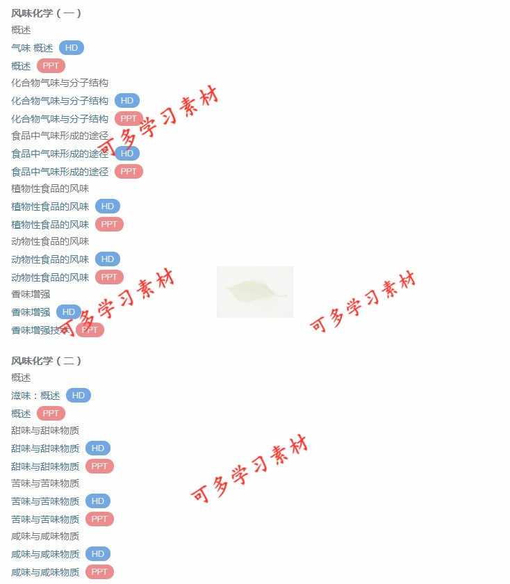 华中农大 谢笔钧版 食品化学与分析 视频教程 PPT教学课件 资料