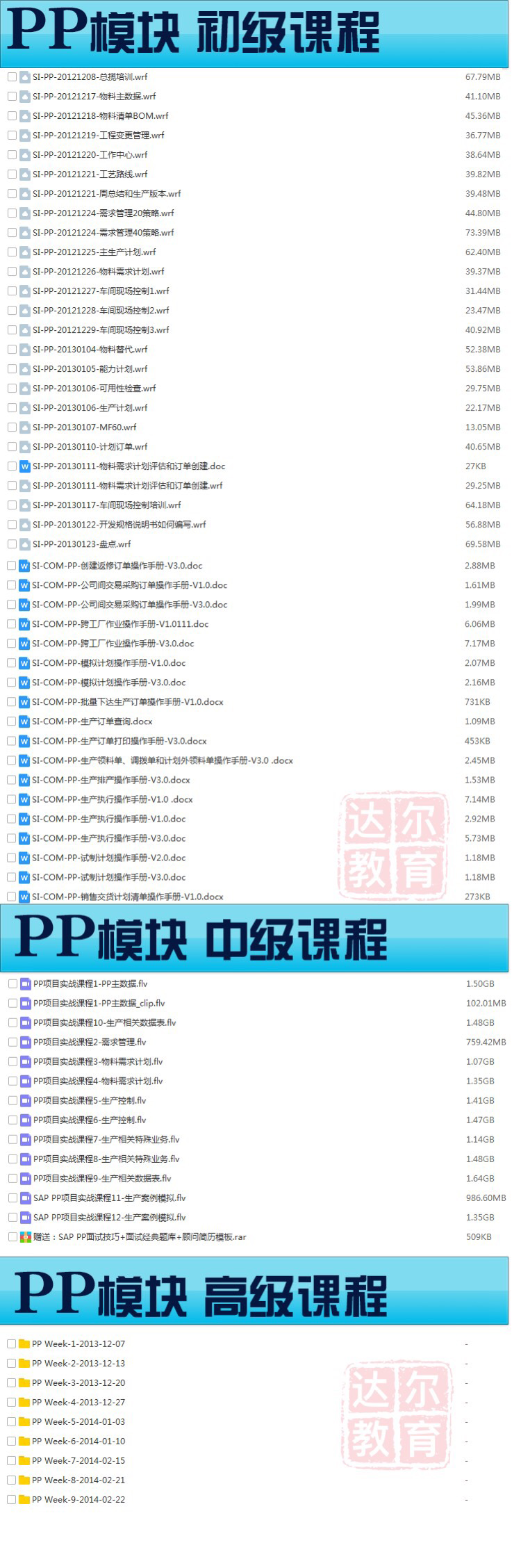 sap系统PP生产模块视频教学教程（初级 中级 高阶）