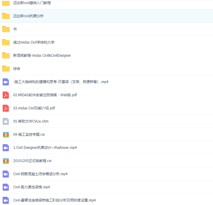 迈达斯MIDAS软件GEN/CIVIL/GTS/FEA全套视频教程结构桥梁专业课程