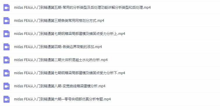 迈达斯MIDAS软件GEN/CIVIL/GTS/FEA全套视频教程结构桥梁专业课程