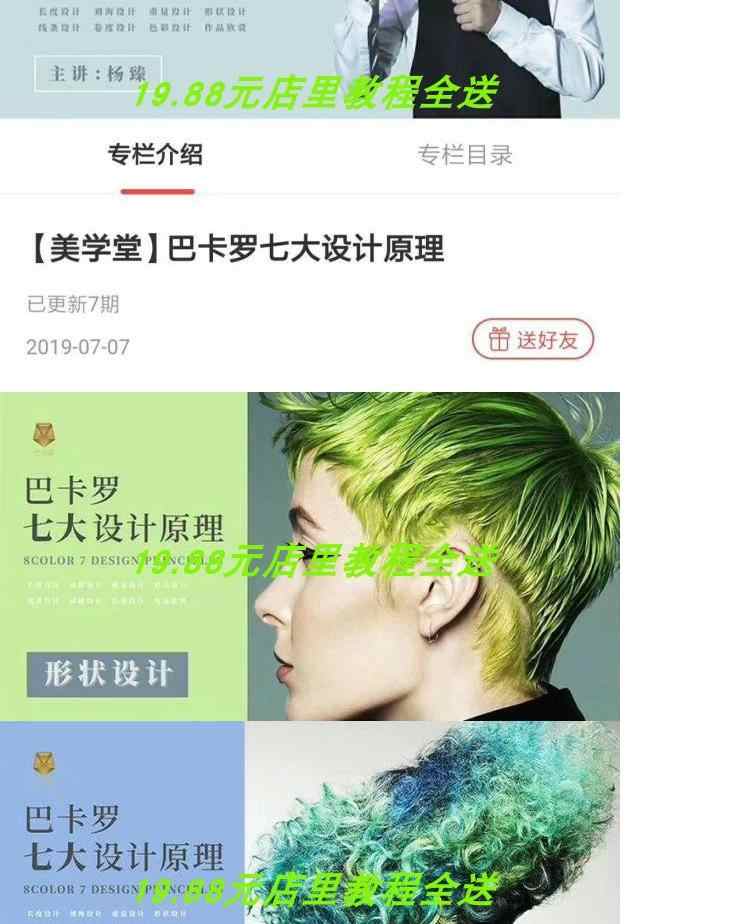 巴卡罗七大设计原理杨臻风格美学整体形象设计美感美发视频教程